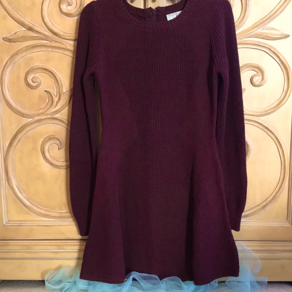 Ruby Moon Fit & Flair Sweater Dress Burgundy